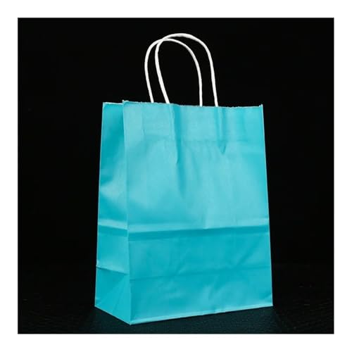 10/25 bolsas de papel kraft multifuncionales reciclables con asas (azul, 25 unidades, 21 x 14 x 27 cm)