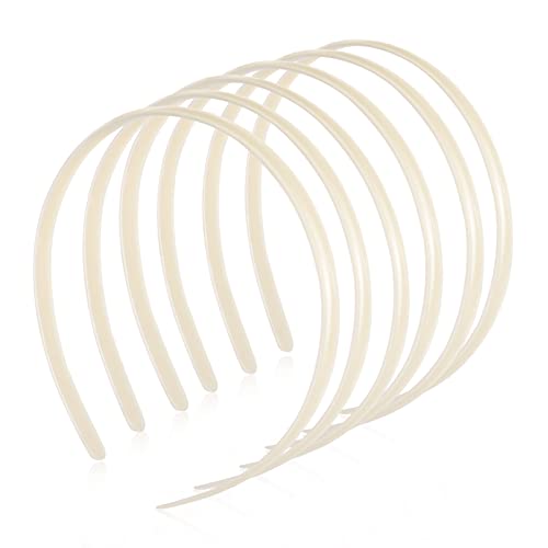 Lot de 12 serre-têtes Frcolor - Unis - En plastique - Sans dents - Accessoires pour le bricolage - Blancs