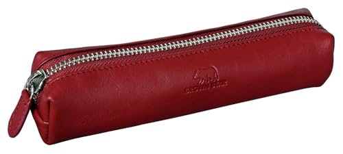 BROWN BEAR Schreibgeräte-Etui Leder Rot mit Reißverschluss - Echtleder Federmäppchen - Business Stifte-Etui - Schlampermäppchen BB 1403 CRD BROWN BEAR Schreibgeräte-Etui Leder Rot mit Reißverschluss - Echtleder Federmäppchen - Business Stifte-Etui - Schlampermäppchen BB 1403 CRD
