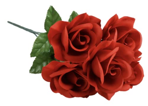 Floral Garden 5-Stem Red and Velvety Blooming Roses, 14 in.