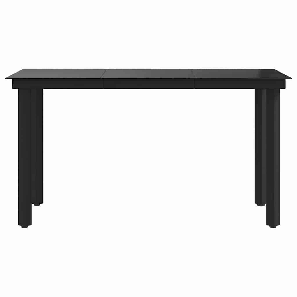 Robuster Esstisch aus Stahl und Glas für Garten Terrasse und Balkon mit schwarzem Stahlrahmen und Glasplatte 140x70x74 cm minimalistischer Gartentisch für draußen