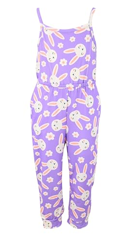 Unique Baby Girls Sleeveless Jumpsuit Easter Spring Outfit for Girl Toddler and Big Kids (12M, Bunny Blossom)