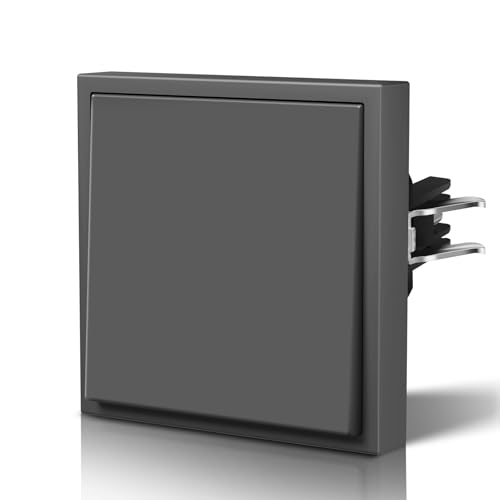 BSEED Interruptor de luz Con mate,Interruptor luz pared con Garfio,Botón Pulsador,Fácil Instalación,C-Series,1 Gang 3 Vía,80mm Gris