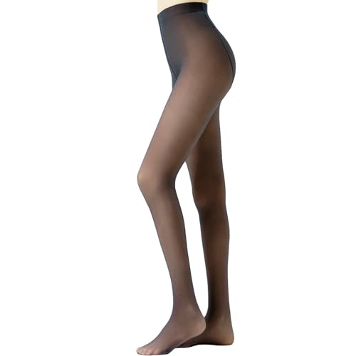 Mivnue Fleece Lined Tights for Women Winter Warm Sheer Black Womens Tights Thermal Thick Fake Translucent Pantyhose