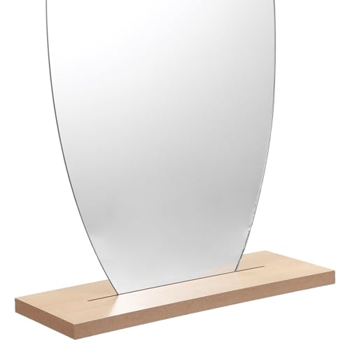 Espejo de maquillaje de mesa irregular DOITOOL con base de madera miniatura 4