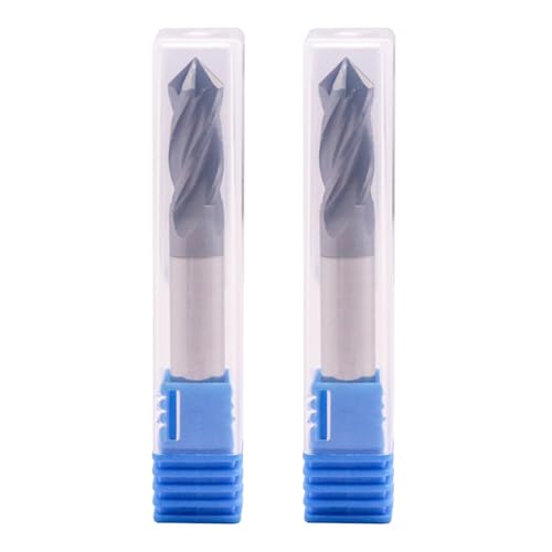 Image of 4 Flute 90 Solid Carbide Drill Mill Set(2Pcs, 5 /16 inch), AlTiN Coated | 90 Included Angle, 5 /16 inch Cutting Dia, 5 /16 inch Shank, 13 /16 inch LOC, 2-1 /2 inch OAL For Milling Alloy Steel, Carbon Steel, Cast Iron