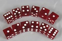Koplow Games Red Transparent Standard Dice D6 16mm 12 Dice