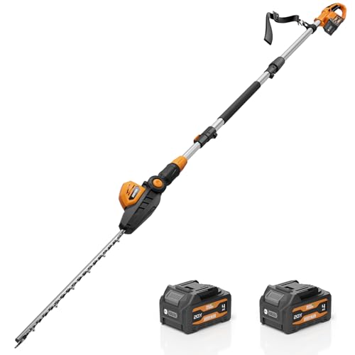 Alloyman Tagliasiepi a batteria telescopica, 20 V, 7,4 Watt, per cespuglio e taglio siepi