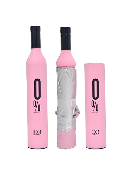 Mini Travel Pink Umbrella with Bottle Cover for UV Protection and rainǀ Open/Close Ultra Light & Compact Umbrella for Ladies, Girls and men 3 Fold Bottle Umbrella Pink-image-27