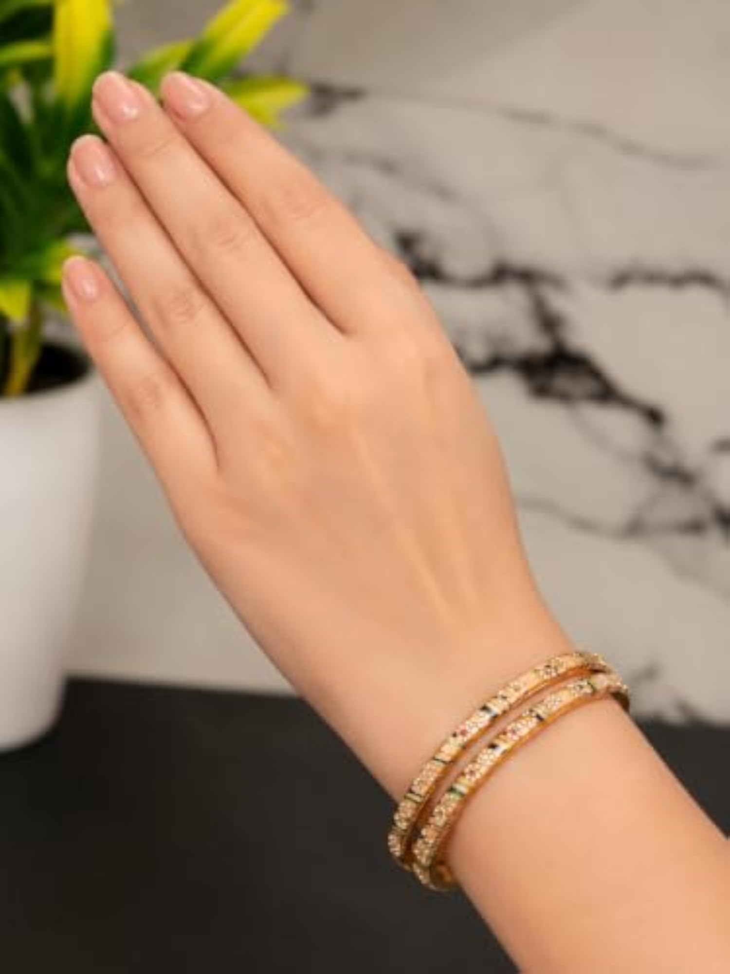 Women's Lac Bangle Set with Floral Bangles, Festive Style