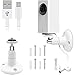 FastSnail Wyze Cam Pan Wall Mount with 26FT Power Extension Charging Cable,Wyze Cam Pan Mounting Kit Including Charging Cord,Adjustable Indoor and Outdoor Security Mount and 30 Wire Clips