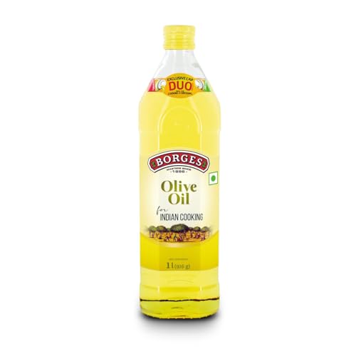 Image of Borges Olive Oil for Indian Cooking - 1 L Glass |Extra Light |Packed in Spain |Light Flavour |75% MUFA | Ideal for daily cooking: deep fry, tadka, curries