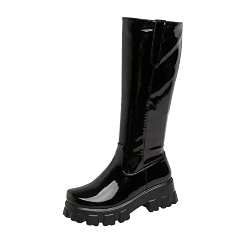 Bottes en similicuir unie style Khight avec finitions soignées