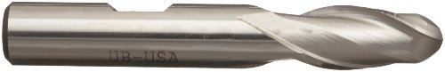 Image of 905 High Speed Steel (HSS) Ball Nose End Mill, Inch, Weldon Shank, Uncoated (Bright) Finish, 30 Degree Helix, 2 Flutes, 4.75 inch Overall Length, 1 inch Cutting Diameter, 1 inch Shank Diameter