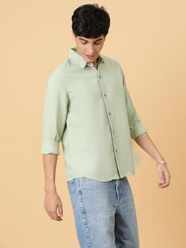 Image of KOTTY Men's Textured Casual Shirt - Long Sleeve||Button-Down Collar||Classic Fit