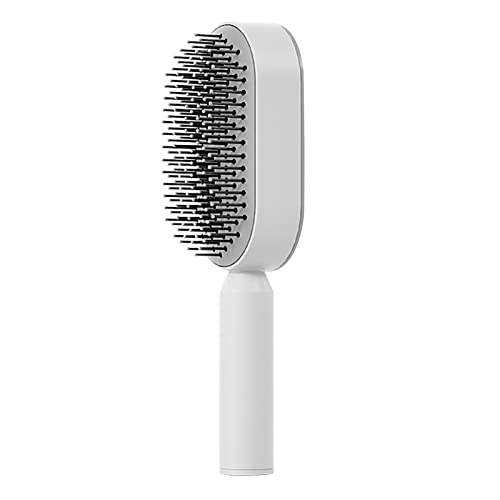 Self Cleaning Hair Brush for Women Detangling Hair Brush Soft Hairbrush Anti Static Air Cushion Massage Hair Comb for Women Long Short Wavy Straight Hair(White) - Image 2