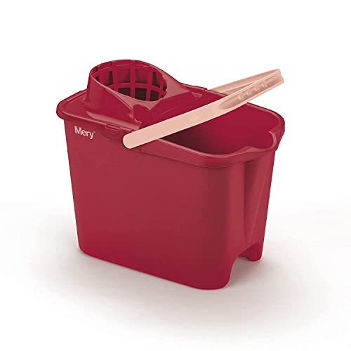 Mery | Cubo con Escurridor | Cubo para Fregar | Polipropileno | 14 Litros | Coral | Medidas: 31x25,5x39 cm