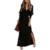 Meenew-Womens-Summer-Maxi-Dress-Party-Vacation-High-Slit-Loose-Long-Beach-Dress Meenew Women's Summer Casual Long Dress Plunge Neck Maxi Party Dress Black L