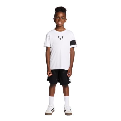 Image of Messi Boys' Lifestyle Short Sleeve 2-piece Set, Slim-fit Jersey Set With Top & Shorts