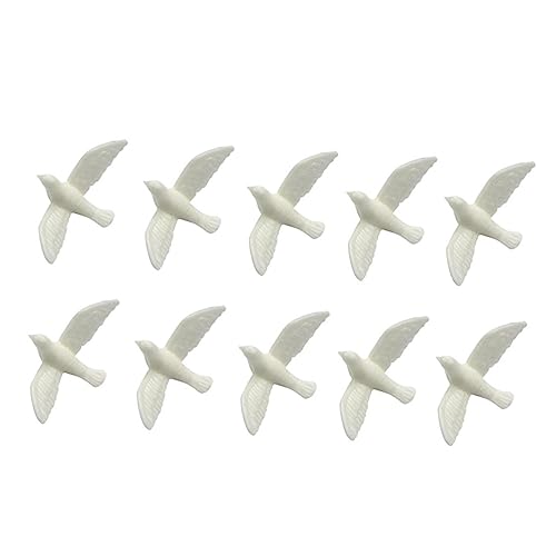 Veemoon 10 Piezas Pequeña Paloma Blanca Modelo Blanco Accesorios Seta Decoración Animal Decoración Palomas Blancas Escultura Mini Pájaro Estatuillas Jardín Pájaro Estatua
