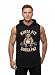 IRON PANDA Men's Workout Hooded Tank Tops Sleeveless Gym Hoodies Bodybuilding Muscle Shirts-Kinda FIT Sorta Fat Hooded Tank Black