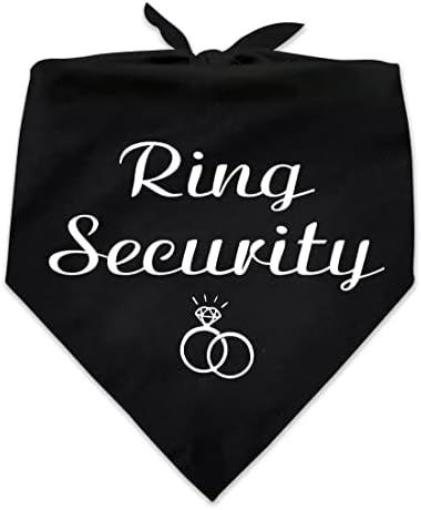 Funny Black Cotton Pet Dog Bandana, Ring Security Pet Dog Engagement Wedding Announcement Photo for Dog Lovers Bridal Shower Gift