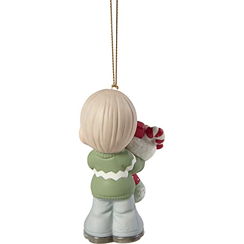 Precious Moments 211010 You Fill Me With Christmas Cheer 2021 Dated Boy Bisque Porcelain Ornament, White #TOP3