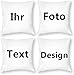 Produktbild Kissenbezug 4er Set für Deko Kissen Selbst Gestalten Mit Eigenem Foto Und Text Outdoor Kissen 80x80 cm mit Gartenmöbel Zierkissen, Stuhlkissen Deko Perfekt für Sofa, Couch und Bett