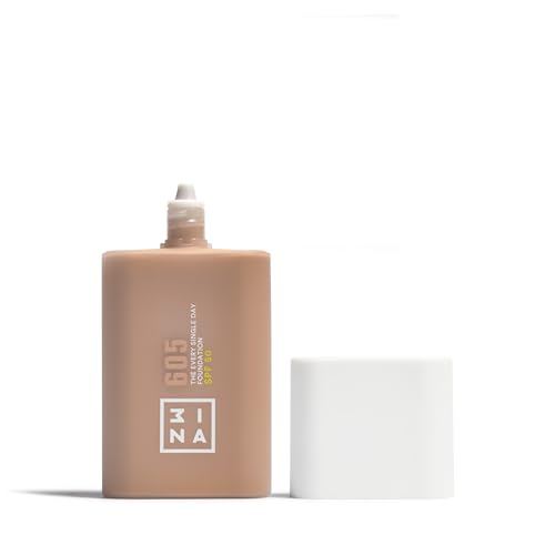 3INA MAKEUP - The Every Single Day Foundation SPF 50 605 - Base de Maquillaje Medio bronceado neutro con SPF 50 & Niacinamida - Fórmula ligera modulable - Cobetura ligera media - Vegan - Cruelty Free