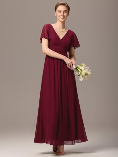 Image of Ever-Pretty Women's Summer V Neck Chiffon Pleated Empire Waist Bandage Bridesmaid Dress with Pockets 02360