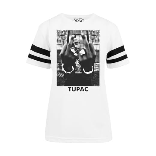 Mister Tee Damer kvinnor 2pac ränder t-shirts, Vit, M