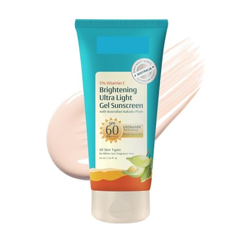 5% Vitamin C Brightening Ultra Light Gel Sunscreen SPF 60 PA++++ 45ml | UVA/UVB Protection | No White Cast | Fights Tanning, Brightens Skin | Lightweight & Non-Greasy | For All Skin Type -  SOLI