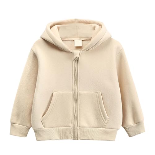 Hoodie Mit Reißverschluss Beige Mädchen Sweatshirt Baumwolle 86 Jacke Einfarbig Kapuzenjacke Kinder Sweatjacke Mit Kapuze Zip Pullover Locker Kapuzenpullover Baggy Kapuzenpulli Girl Autumn Winter
