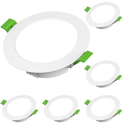 Azhien LED Faretto da Incasso 230V,4W Faretti da Soffitto IP44 Set di 6, Diametro di Installazione 68-75 mm,440LM Luci da Incasso LED, 6500K Bianco Freddo Spot Piatto, Ideale per la Casa, Bagno