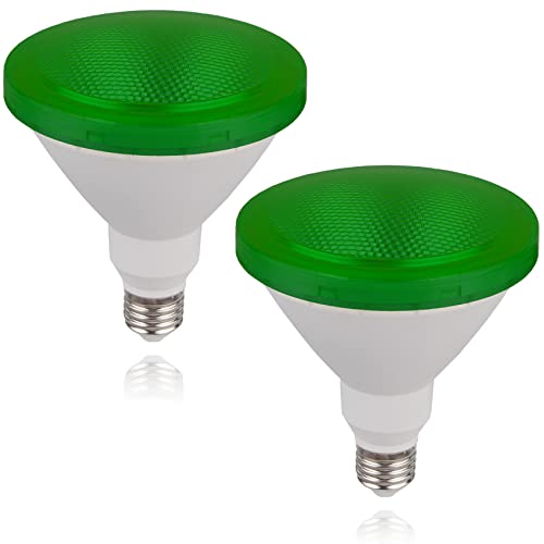 Par38 Green Light Bulb - 15W (100Watt Equivalent) - E26 Green Flood Lights 2 Pack Party Decoration Porch Home Lighting Holiday Lighting Halloween LED Light Bulb Outdoor Indoor