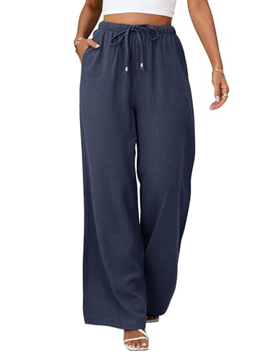 Image of UMIPUBO Womens Linen Pants Flowy Palazzo Wide Leg Pants