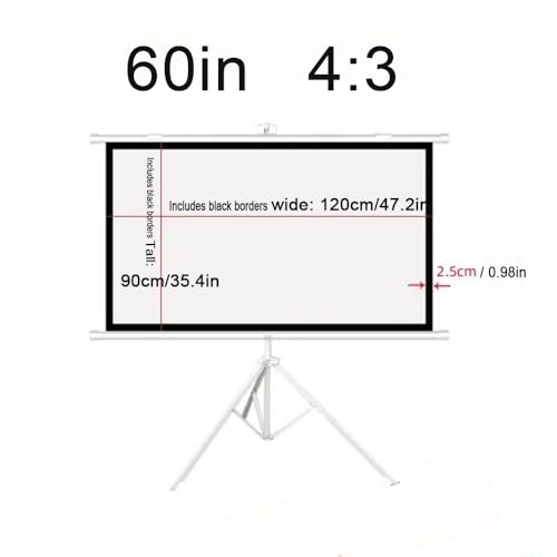 Pantalla de proyección con soporte 60in 4:3 blanca portátil miniatura 2
