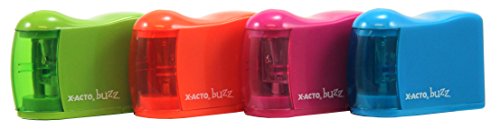X-Acto 2012685 Buzz Battery Pencil Sharpener, Assorted Colors, Safety Shut-Off When Receptacle Is Removed, Steel Razor Cutter, Color May Vary #TOP2