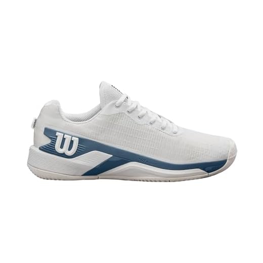 Wilson Zapatillas de Tenis Hombre Rush Pro Extra Duty, con Estabilidad ProWeave y Almohadillas para Protección, Apta en Todas Las Superficies, Color: Blanco/Azul China/Abedul Plateado, Talla: 12.5