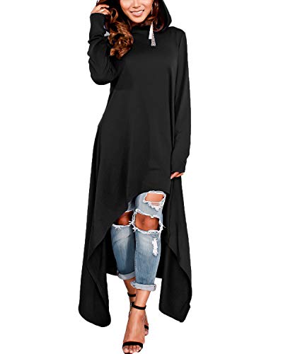 ZANZEA Damen Langarm Kapuzenpullover Asymmetrisch Lange Hoodies Shirts...