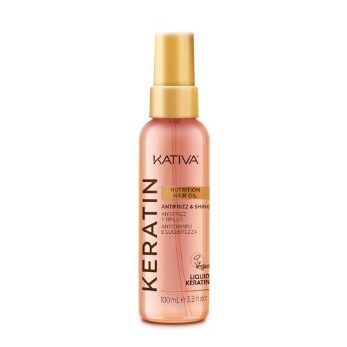 Kativa Keratina Líquida 100 ml | Aceite Revitalizador y Nutritivo | Antifrizz | Reconstrucción, Suavidad y Brillo | Keratina Vegetal | Cabellos Dañados