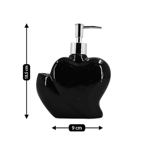 Image of SaSaSa Ceramic Soap Dispenser for Bathroom handwash, refillable Pump Bottle for Kitchen Hand wash Basin, Set of 1, Black (8028)