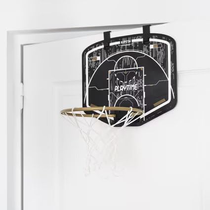 Image of JPORA Kid's Mini Basketball Hoop Include-Hoop,Net,Board Two Hanging System(Wall & Door),Mini Basketball,inflate Needle (Black /Golden)