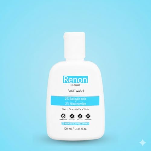 Renon 2% Salicylic acid and 2% Niacinamide Face wash with Neem and Aloe Vera Extract | Salicylic Face wash man & woman for Oily and Acne Skin (100 ml)