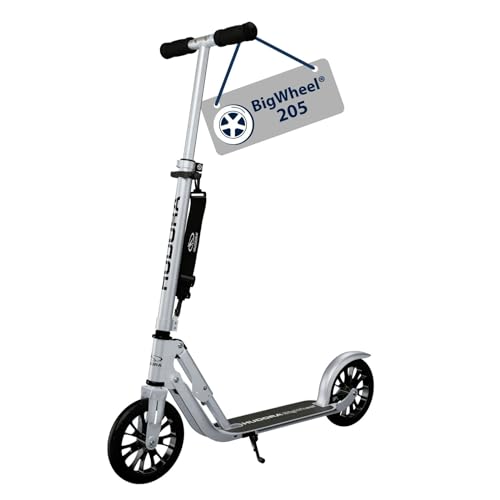 Trottinette pliable argent HUDORA BigWheel 205 pour éviter les embouteillages