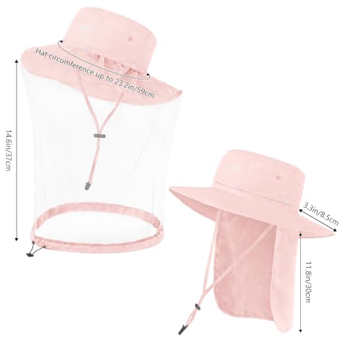 Image of BASSDASH UPF 50+ Mosquito Sun Hat with Hidden Head Net and Neck Flap for Men Women Outdoor Fishing Hiking Camping