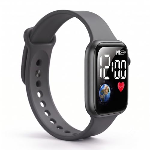 Image of GOLDENIZE FASHION Luminous LED Display Fashionable Children Kids Digital Watches Waterproof Sports Square Electronic Led Watch for Kid, Boy & Baby Girls-Digital Watch for Kids