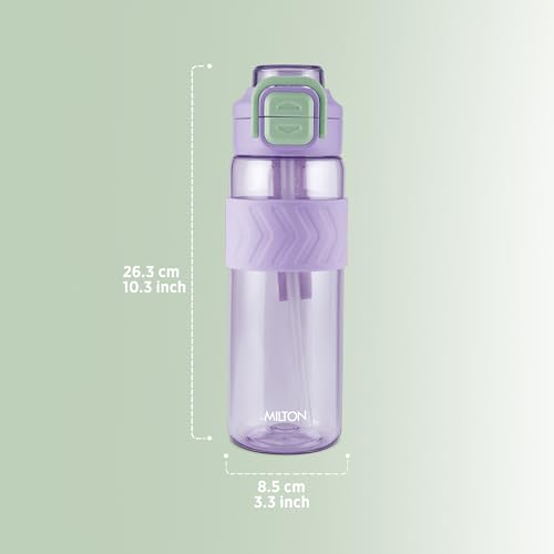 Image of MILTON Calvin 1000 2-in-1 Sip or Gulp Lid Water Bottle 1 ltr | Unbreakable | BPA-Free, One-Click Open,Leak-Proof, Crystal Clear Design, Sipper Water Bottle For Office, School, College, gym set, Purple