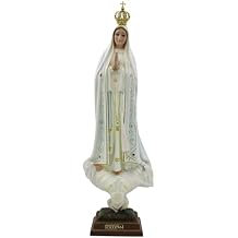 Hand Painted Our Lady of Fatima Statue Religious Figurine Virgin Mary Made in Portugal White, 20 Inch
