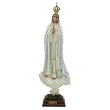 FARPortugal Hand Painted Our Lady of Fatima Statue Religious Figurine Virgin Mary Made in Portugal (White, 20 Inch)